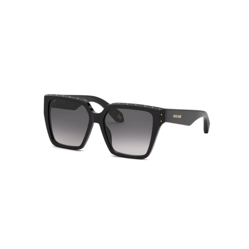 Óculos de Sol Roberto Cavalli SRC156V 56700Y Acetato Preto com lentes na cor Fumê Degradê