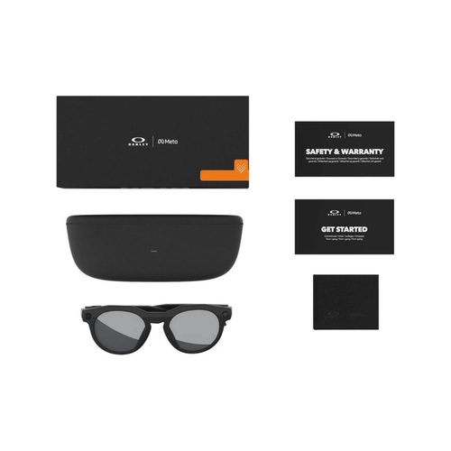 Óculos de Sol Oakley Meta HSTN 0OW8002 80020351 Acetato Preto Brilhante com lentes na cor Cinza Polarizado Prizm