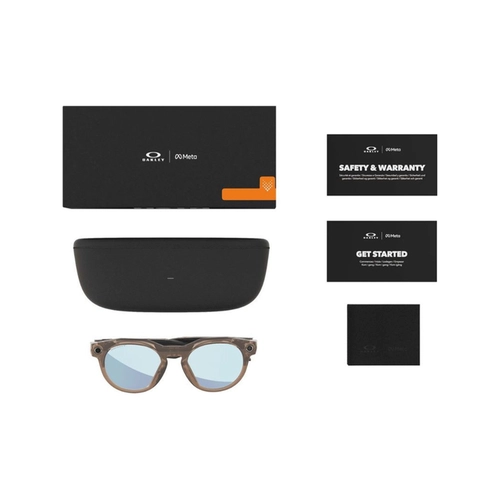 Óculos de Sol Oakley Meta HSTN 0OW8002 80020651 Acetato Marrom Brilhante com lentes na cor Azul Polarizado Prizm