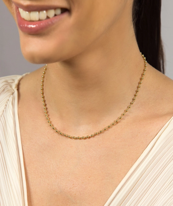Gargantilha corrente de bolinhas ouro 18k polida 1