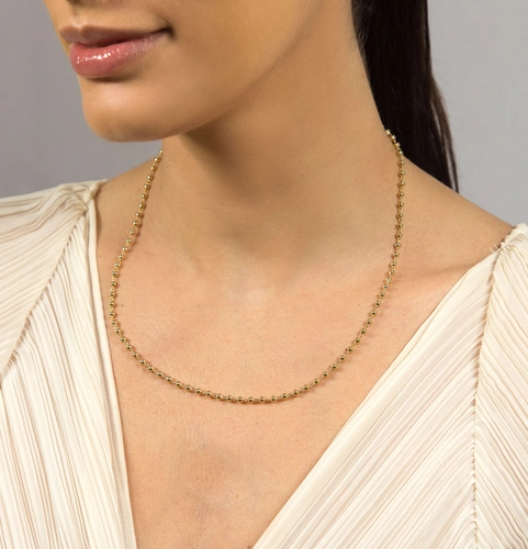 Gargantilha corrente de bolinhas 3mm ouro 18k polida 50CM