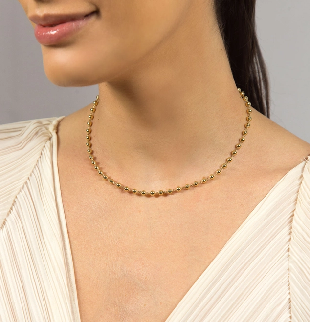 Gargantilha corrente de bolinhas 4mm ouro 18k polida 40CM 1