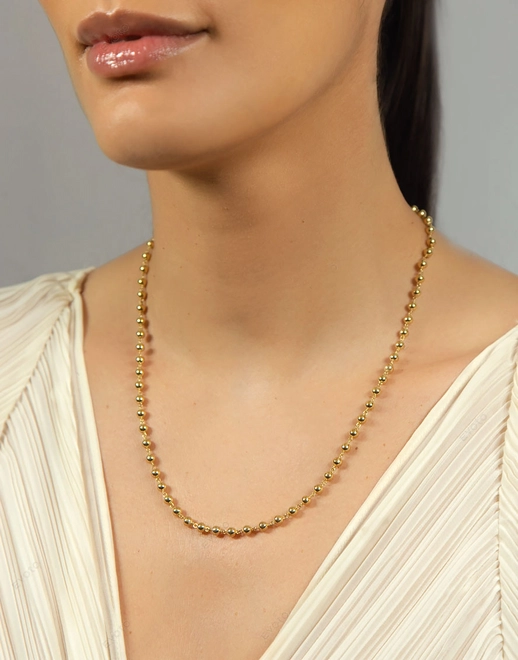 Gargantilha corrente de bolinhas 4mm ouro 18k polidas 50MM 1