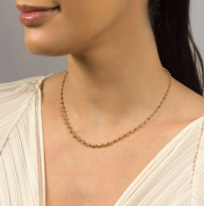 Gargantilha Choker de bolinhas decrescentes ouro 18k polidas 42CM 1