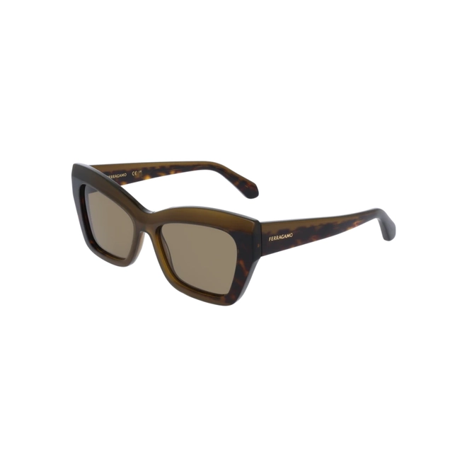 Óculos de Sol Salvatore Ferragamo SF2065S 338 54 Acetato Marrom Mesclado com lentes na cor Marrom 1