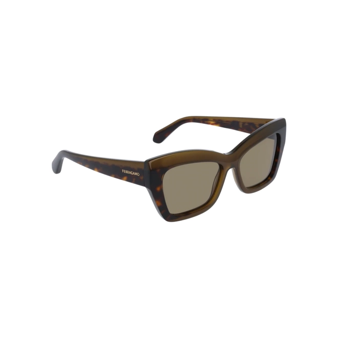 Óculos de Sol Salvatore Ferragamo SF2065S 338 54 Acetato Marrom Mesclado com lentes na cor Marrom 3