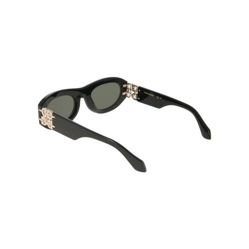 Óculos de Sol Salvatore Ferragamo SF2082SE 001 54 Acetato Preto com lentes na cor Fumê
