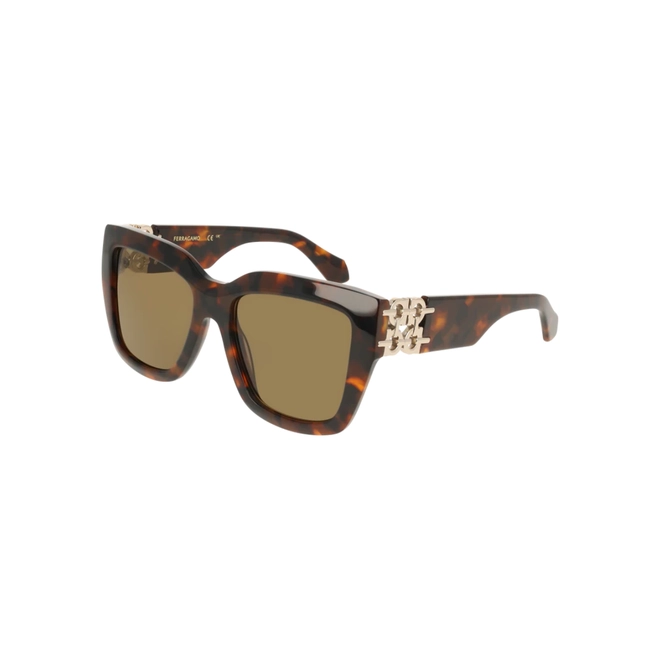 Óculos de Sol Salvatore Ferragamo SF2083SE 219 55 Acetato Marrom Mesclado com lentes na cor Marrom 1