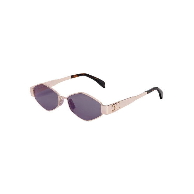 Óculos de Sol Celine Triomphe CL40254U_5428A Metal Rose com lentes na cor Marrom 1