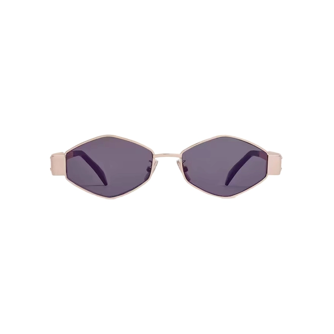 Óculos de Sol Celine Triomphe CL40254U_5428A Metal Rose com lentes na cor Marrom 2