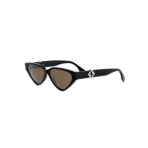 Óculos de Sol Fendi FE40184I_5701E Acetato Preto com lentes na cor Marrom