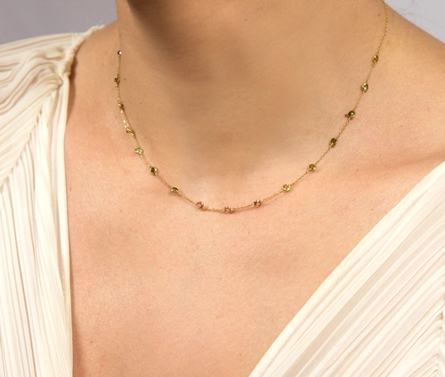 Gargantilha corrente ouro 18k com mix gemas de Turmalinas