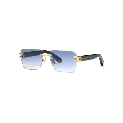 Óculos de Sol Philipp Plein SPP086M 590400 Metal Dourado com lentes na cor Azul Degradê
