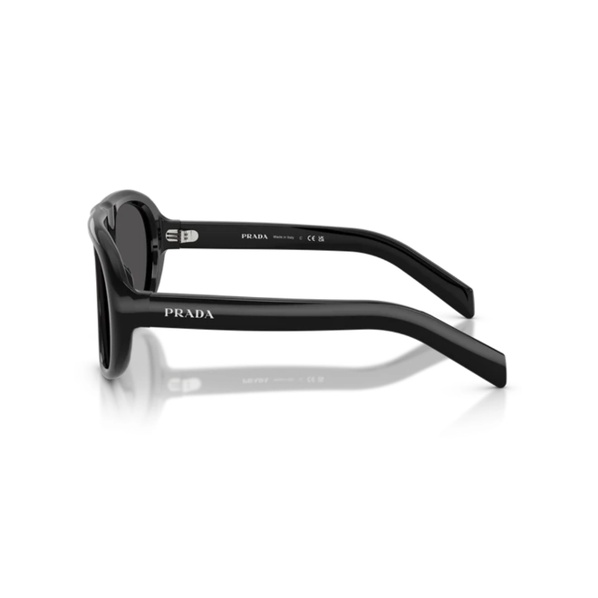 Óculos de Sol Prada 0PR C05S 16K08Z57 Acetato Preto com lentes na cor Cinza 3