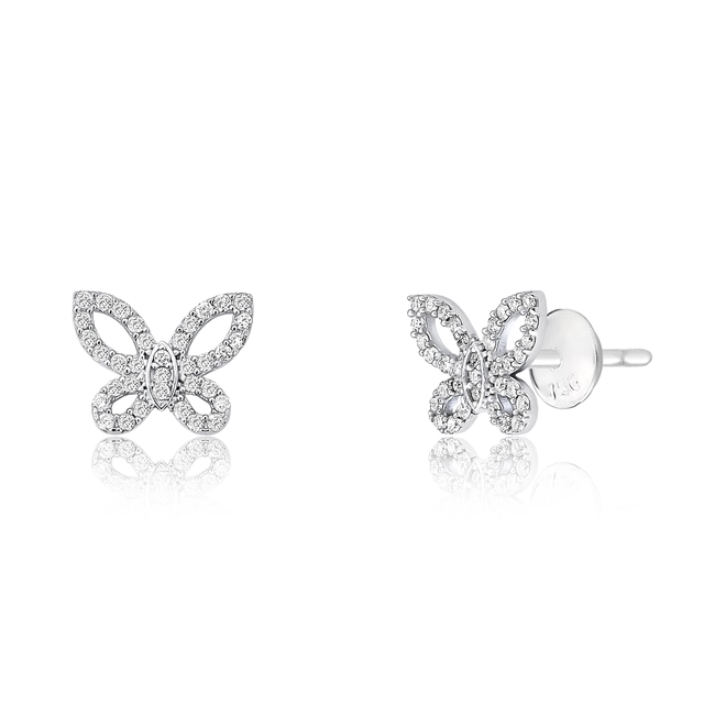 Brinco The Icons Stud ouro branco 18k borboleta de Diamantes 1