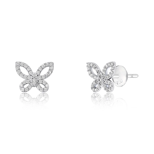 Brinco The Icons Stud ouro branco 18k borboleta de Diamantes