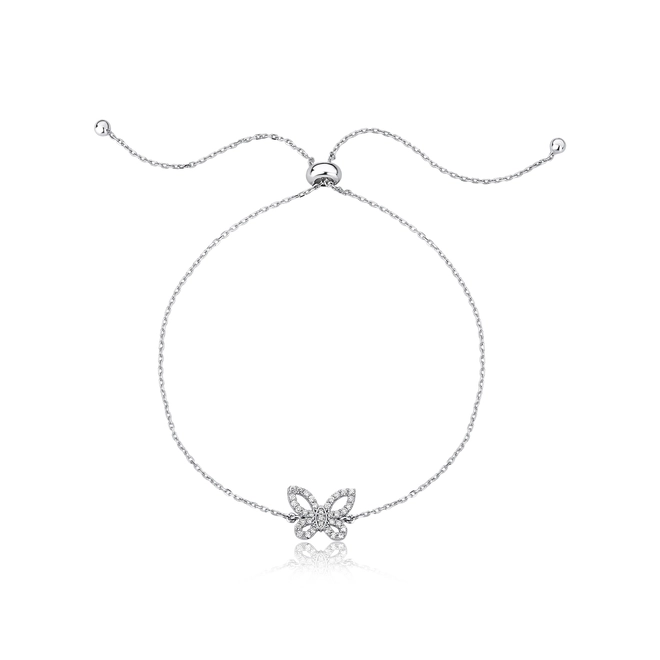 Pulseira The Icons regulável ouro branco 18k borboleta de Diamantes 1