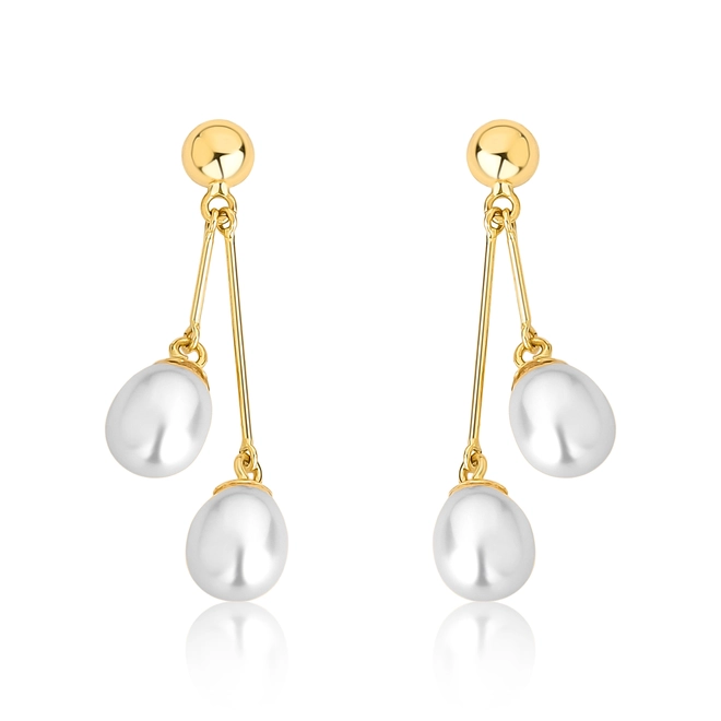 Brinco pingente palito ouro 18k com Pérolas 1