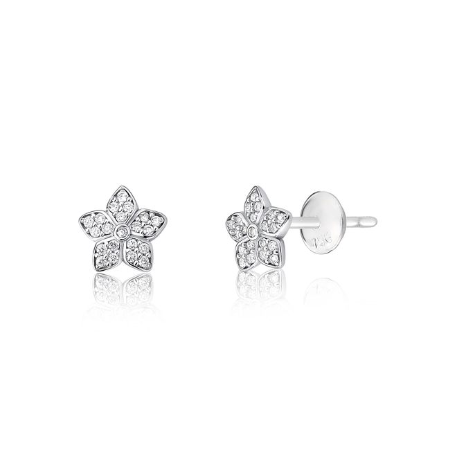 Brinco The Icons Stud ouro branco 18k flor de Diamantes 1
