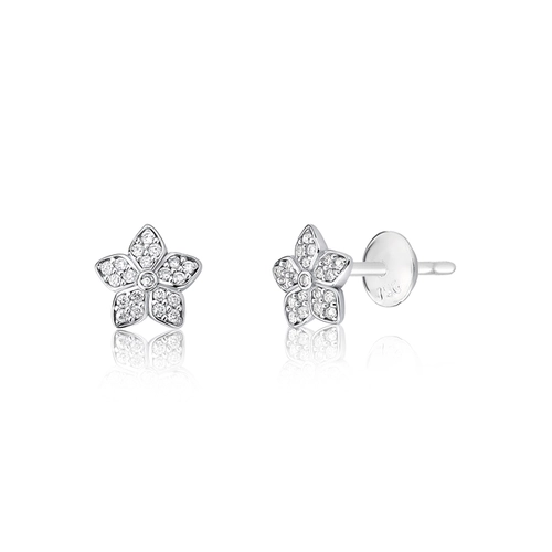 Brinco The Icons Stud ouro branco 18k flor de Diamantes