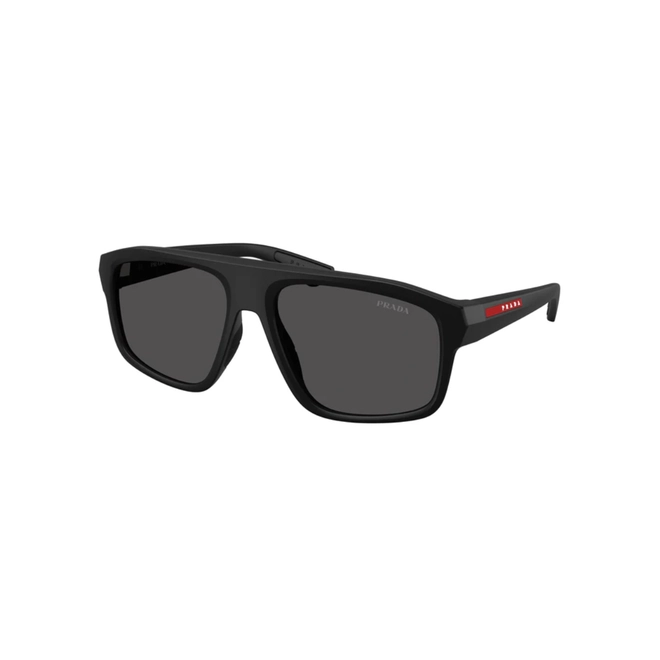 Óculos de Sol Prada Linea Rossa 0PS B02S 1BO06F59 Acetato Preto Fosco com lentes na cor Cinza Escuro 1