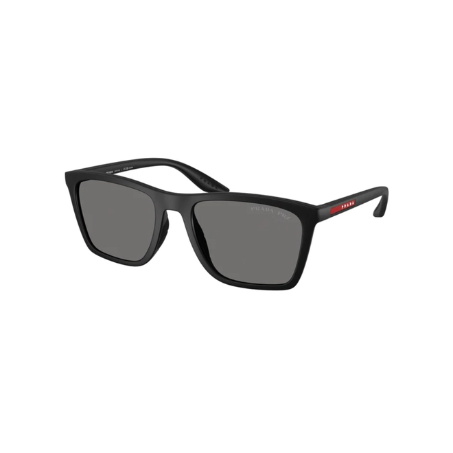 Óculos de Sol Prada Linea Rossa 0PS B08S 1BO02G56 Acetato Preto Fosco com lentes na cor Cinza Escuro Polarizado 1