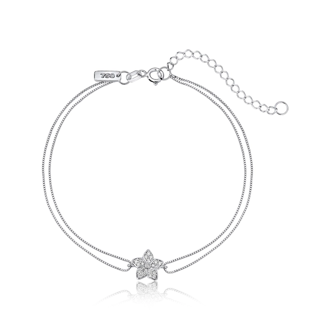 Pulseira The Icons veneziana dupla ouro branco 18k flor de Diamantes 1