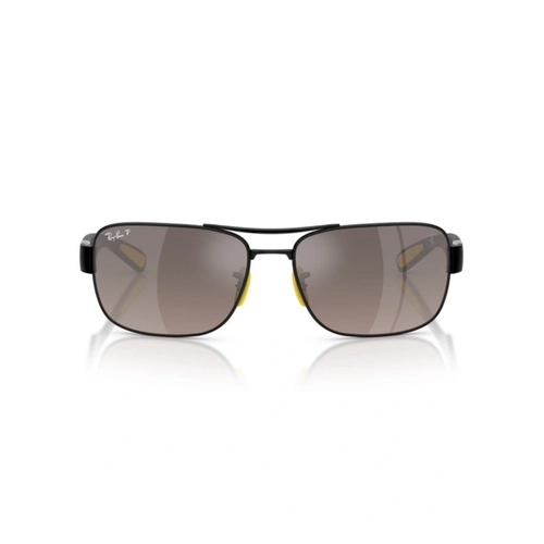 Óculos de Sol Ray-Ban Scuderia Ferrari 0RB3763M F1205J64 Metal Preto com lentes na cor Cinza Polarizado Espelhado
