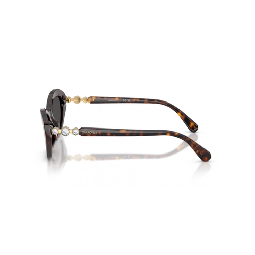 Óculos de Sol Swarovski 0SK6048 10028754 Acetato Marrom Mesclado com lentes na cor Cinza