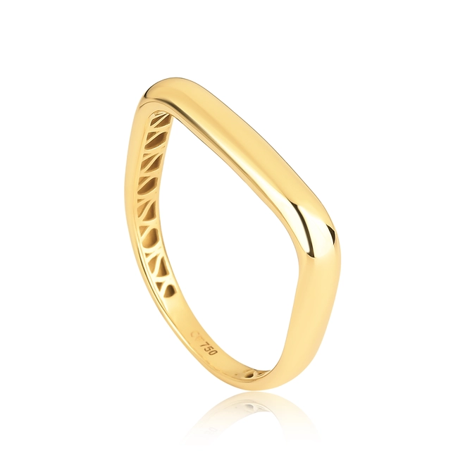 Anel Quadraè aro tubular quadrado ouro 18k polido forro 1