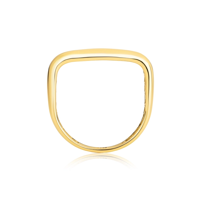 Anel Quadraè aro tubular quadrado ouro 18k polido forro 4