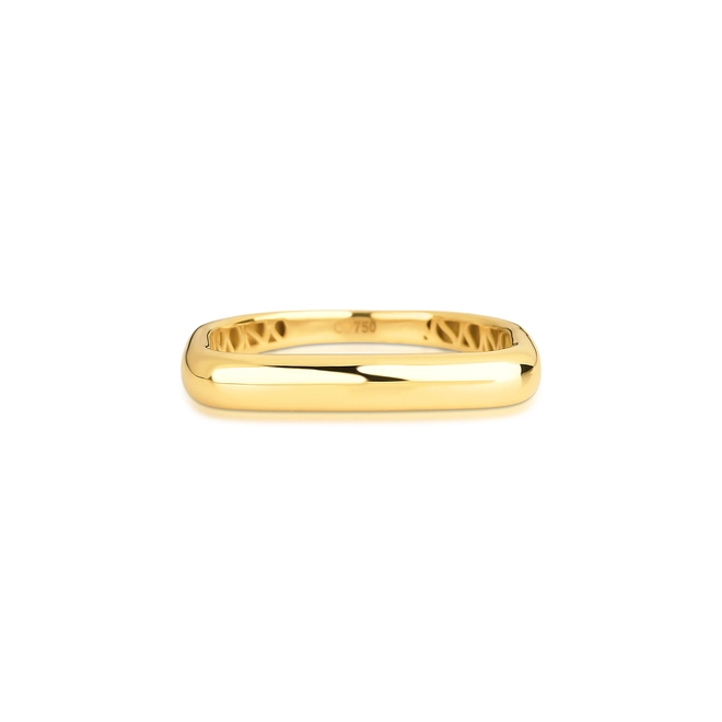 Anel Quadraè aro tubular quadrado ouro 18k polido forro 2