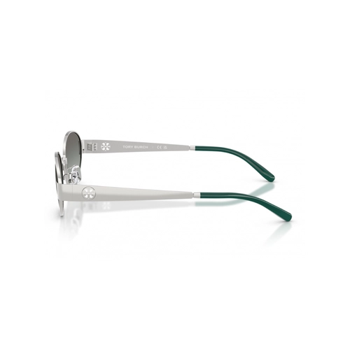 Óculos de Sol Tory Burch 0TY6116 32741154 Metal Prata com lentes na cor Cinza Degradê