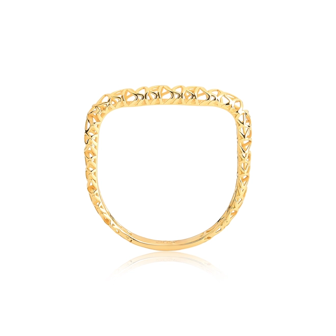 Anel Quadraè tubular ouro 18k aro quadrado filigrana artesanal 5