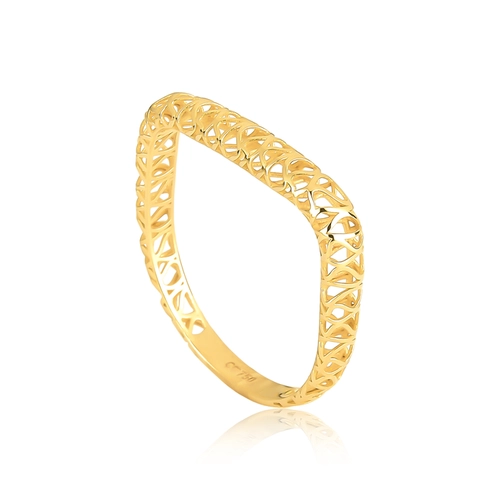 Anel Quadraè tubular ouro 18k aro quadrado filigrana artesanal