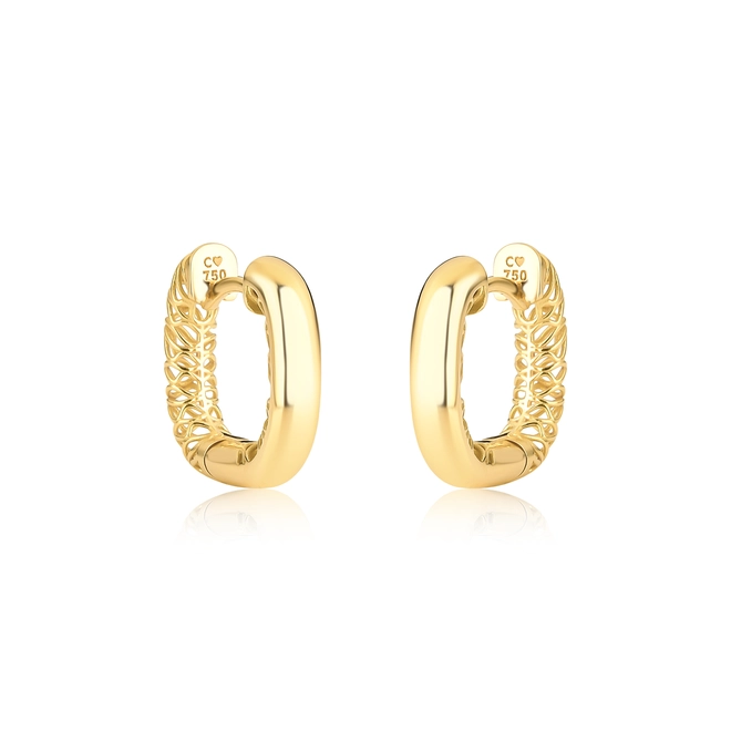 Brinco Quadraè argola quadrada ouro 18k polida com filigrana 1