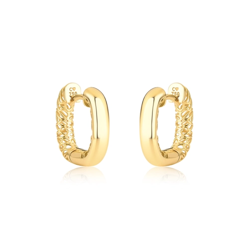 Brinco Quadraè argola quadrada ouro 18k polida com filigrana