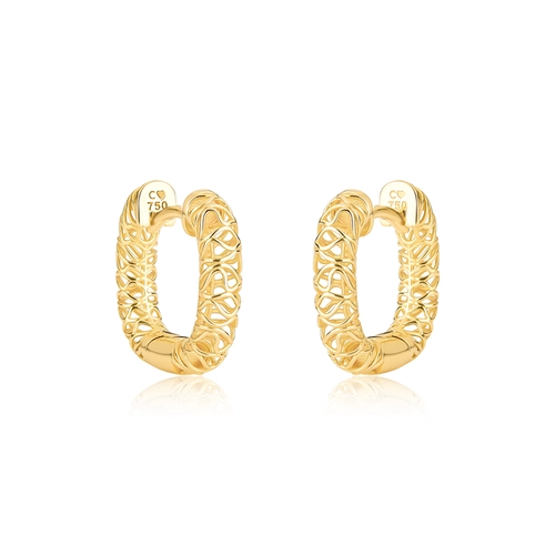 Brinco Quadraè argola click quadrada ouro 18k filigrana artesanal