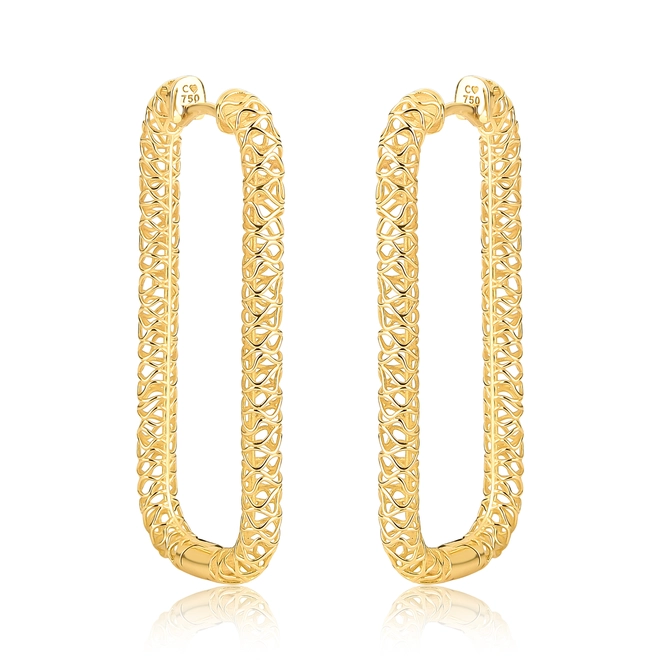 Brinco Quadraè argola retangular grande ouro 18k filigrana artesanal 1