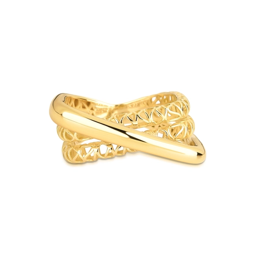 Anel Quadraè filigrana em ouro 18k aros tubulares quadrados sobrepostos