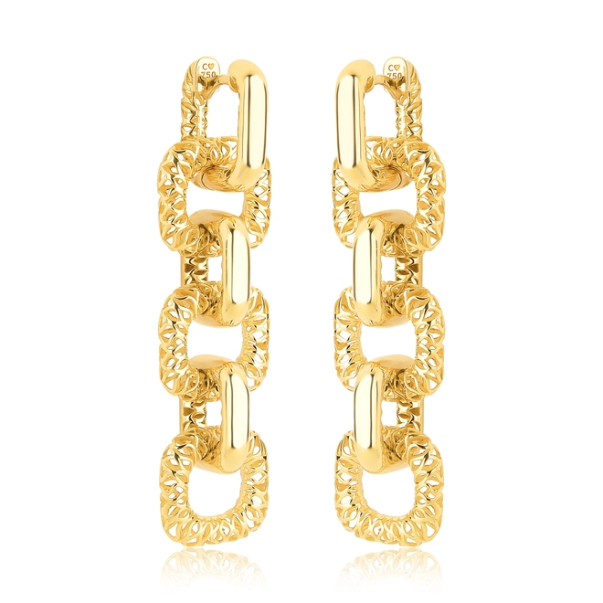 Brinco Quadraè módulos quadrados ouro 18k polidos com filigrana artesanal 1