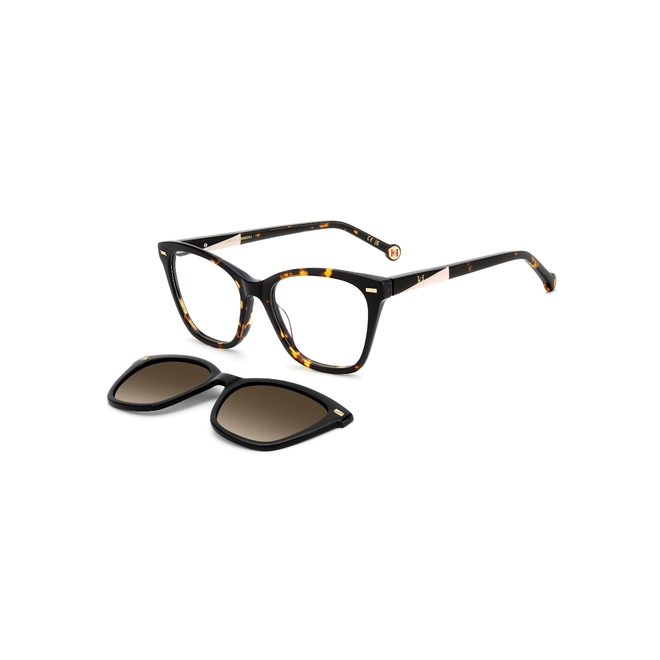 Óculos de Grau Carolina Herrera HER 0334/C 086 5317 R Acetato Marrom Mesclado com Clip-On na cor Marrom Degradê Polarizado 1