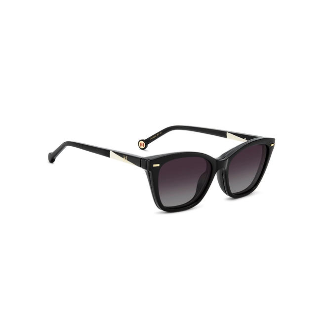Óculos de Grau Carolina Herrera com Clip-On HER 0334/C 807 5317 R Acetato Preto com Clip-On na cor Cinza Dergadê Polarizado 4