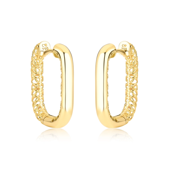 Brinco Quadraè argola retangular ouro 18k polida e filigrana artesanal 1