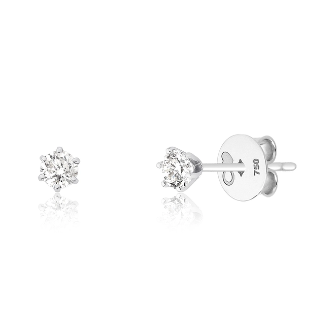 Brinco Solitários Cisse ouro branco 18k com 80pts de Diamantes 1