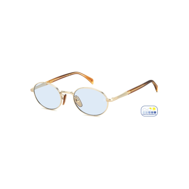 Óculos de Sol David Beckham DB 1196/S T5U 52QZ S Metal Dourado com lentes na cor Azul Fotocromático 1