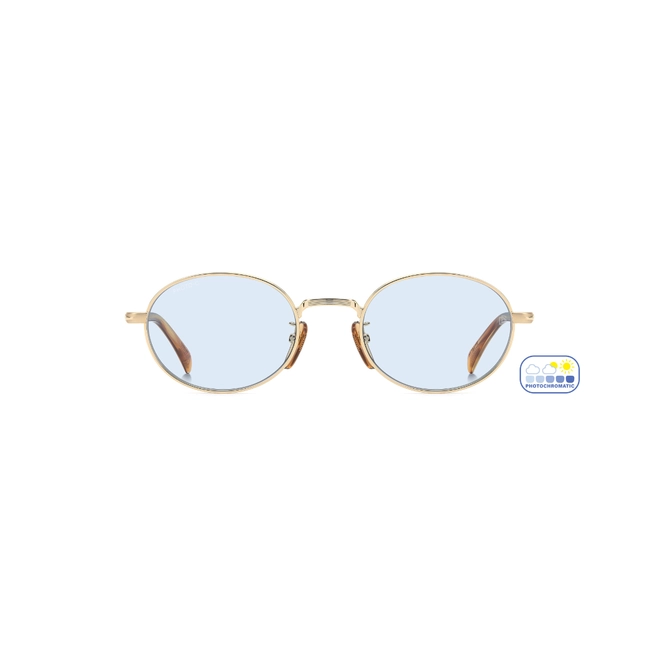 Óculos de Sol David Beckham DB 1196/S T5U 52QZ S Metal Dourado com lentes na cor Azul Fotocromático 3