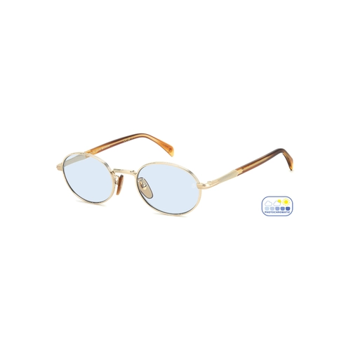 Óculos de Sol David Beckham DB 1196/S T5U 52QZ S Metal Dourado com lentes na cor Azul Fotocromático