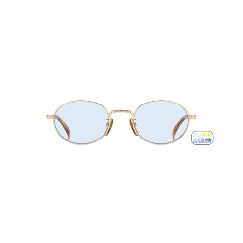 Óculos de Sol David Beckham DB 1196/S T5U 52QZ S Metal Dourado com lentes na cor Azul Fotocromático