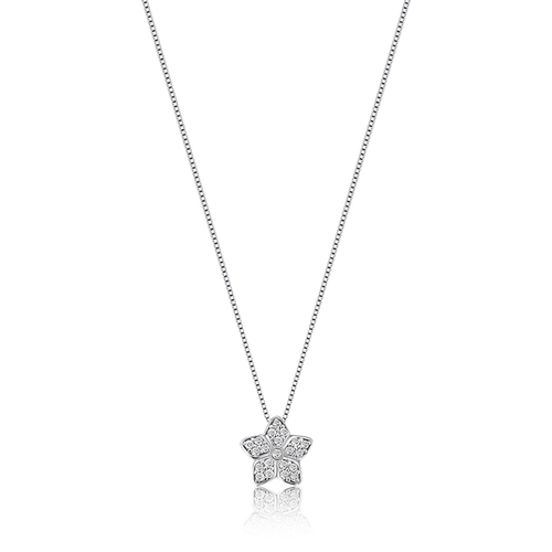 Gargantilha The Icons veneziana ouro branco 18k pingente flor de Diamantes